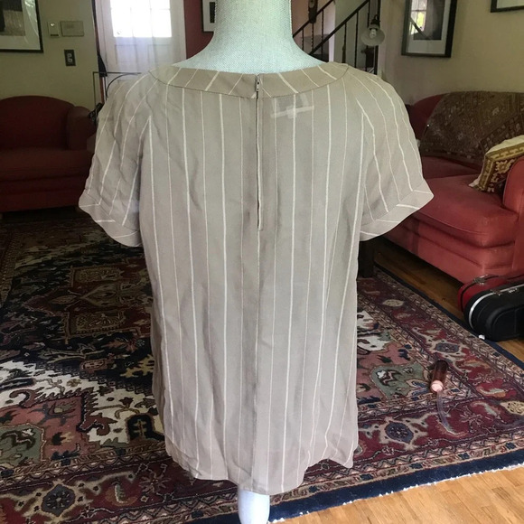 Valentino Striped Cap Sleeve Pleated Blouse, 12 - Picture 4 of 6